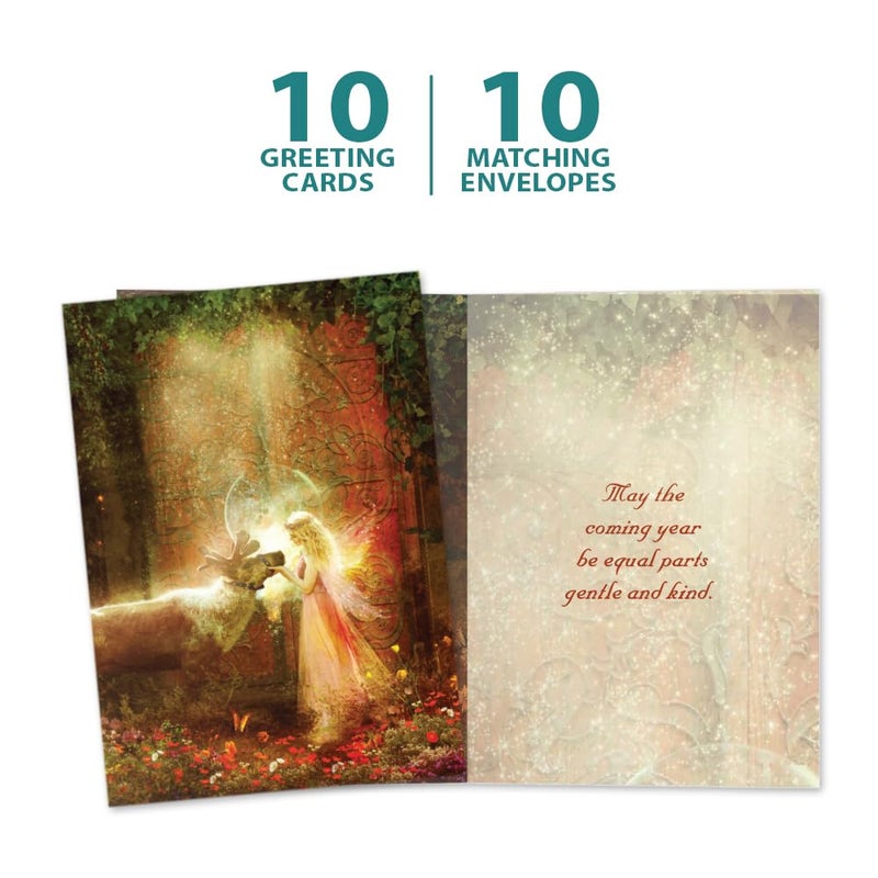Tree-Free Greetings Gentle Kindness Solstice Cards - 10 Recycled 5x7 Cards & Matching Envelopes, Thick Cardstock, Made in USA - Mystical Fairy Ring - Image 5